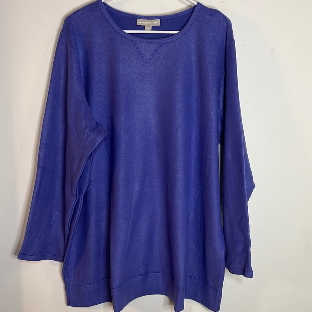 Woman Within Fleece Tunic Women's Size 1X Long Sleeve Pullover Top NWT